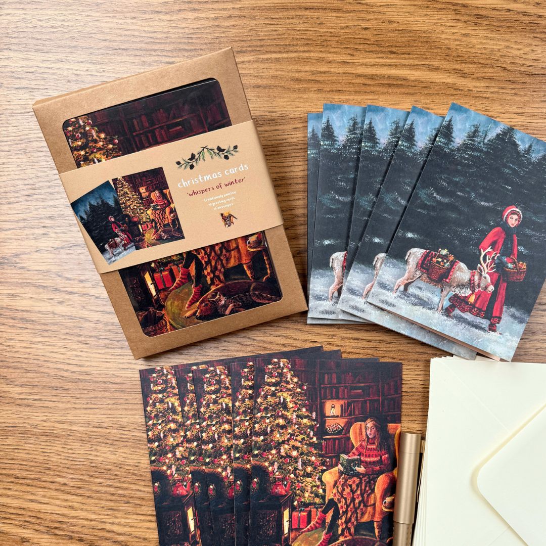 Christmas card set 'whispers of winter'