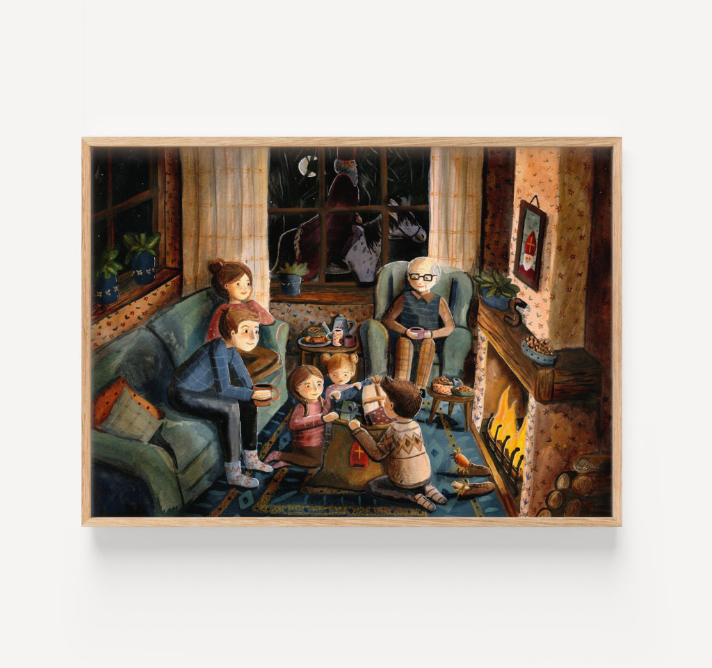 Sinterklaasavond Print - St. Nicholas celebration Print