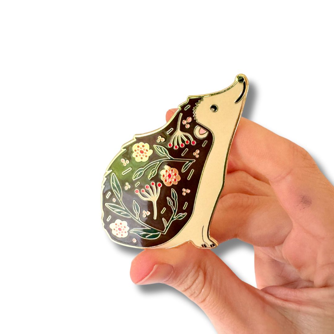 Hedgehog pin - be soft