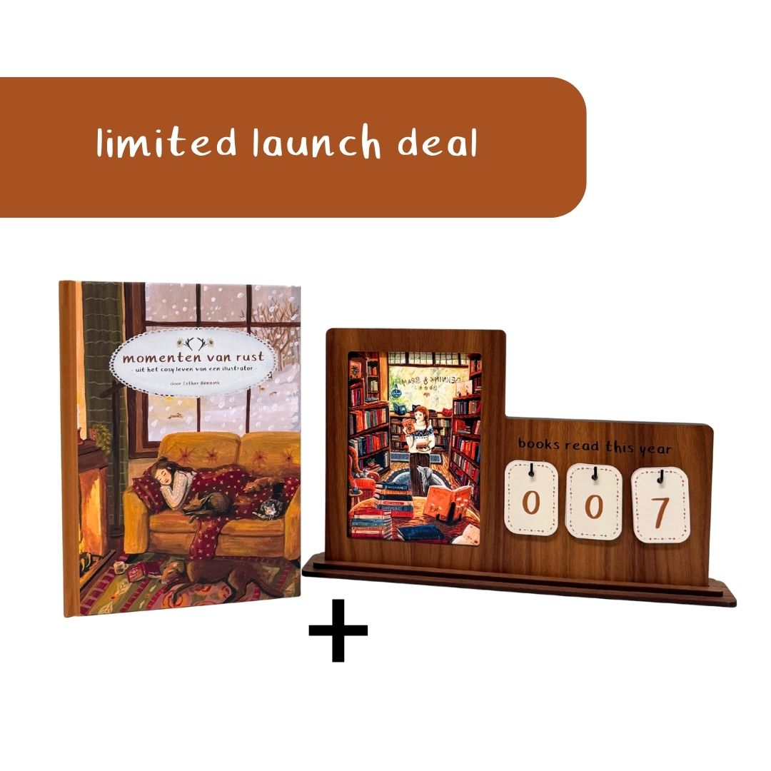 Boek + Cosy book tracker Walnoot - actie