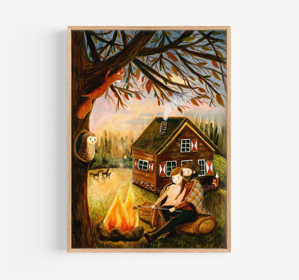 Broodjes bakken - bonfire baking print