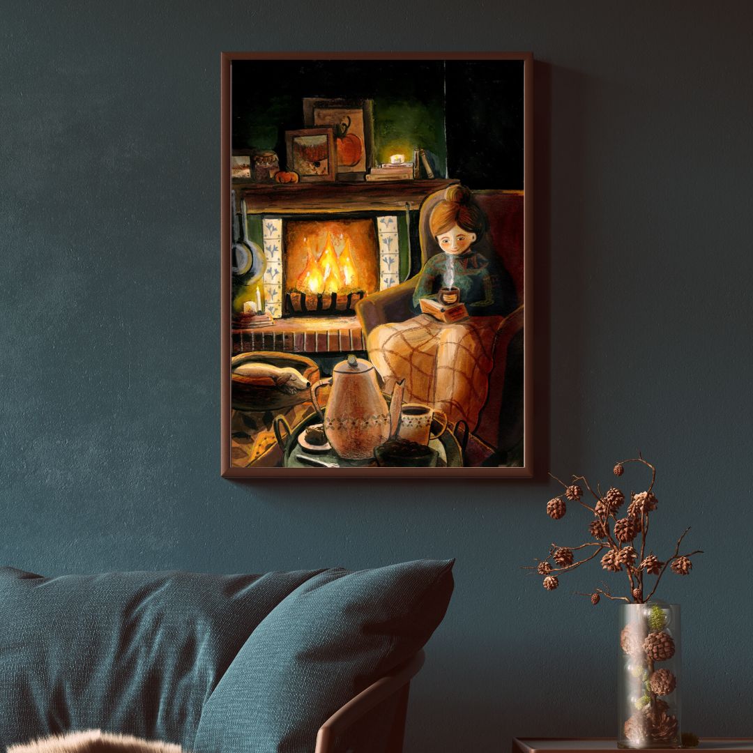 Haardvuur knusheid -Fireplace cosy Print
