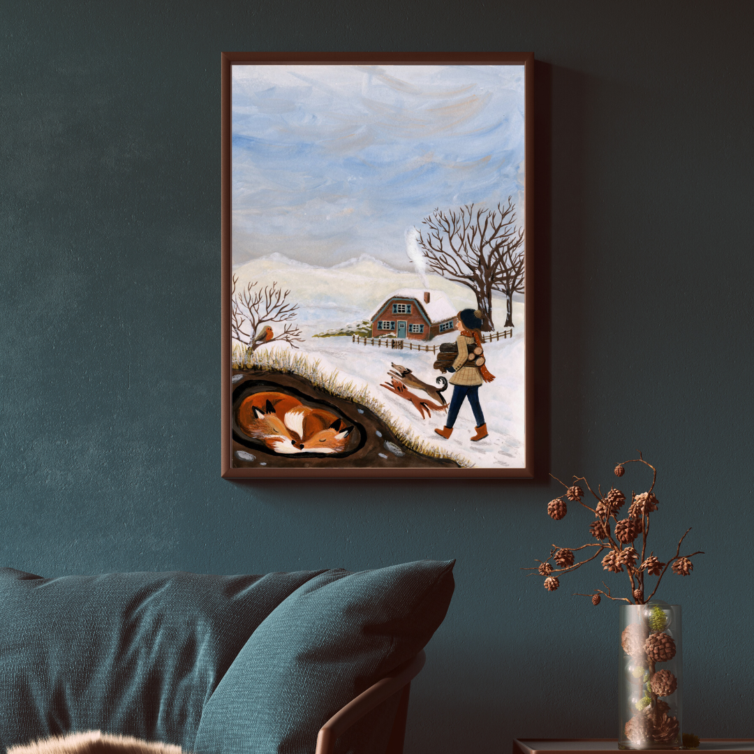 Hout halen - Fetching wood print