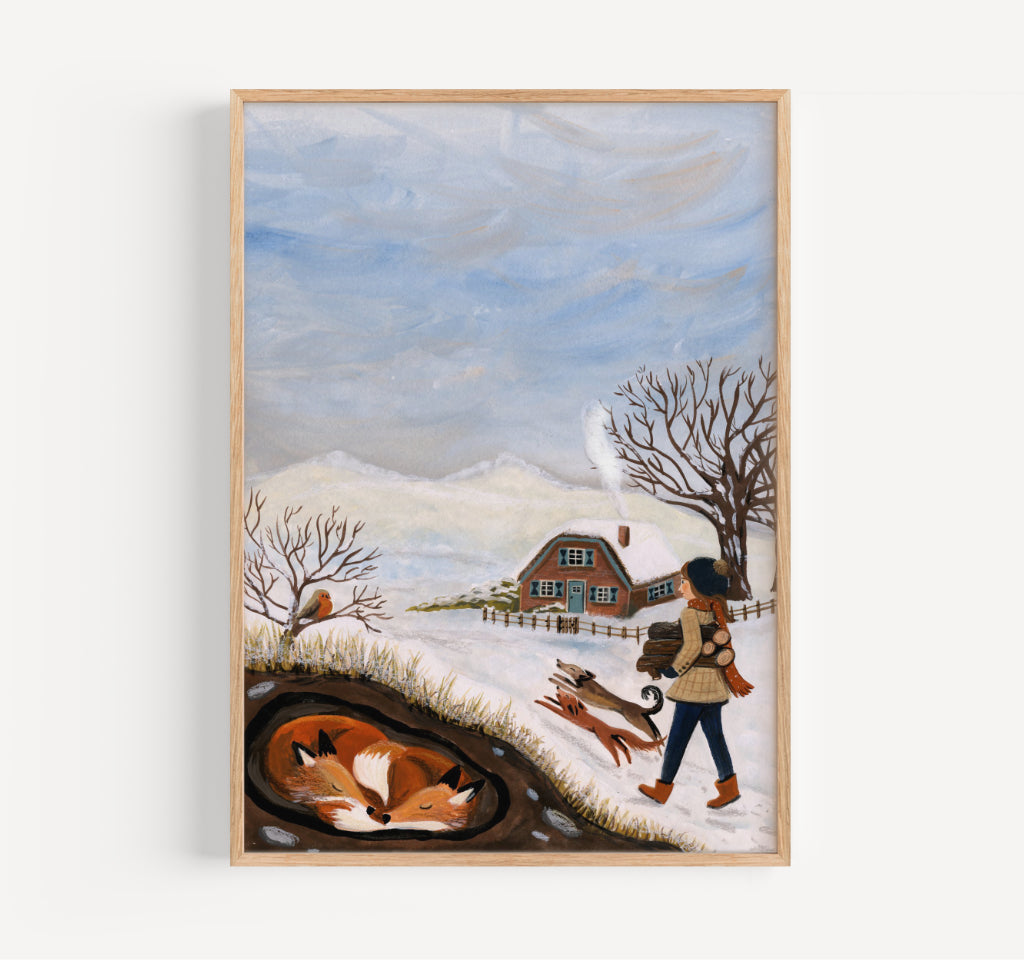Hout halen - Fetching wood print