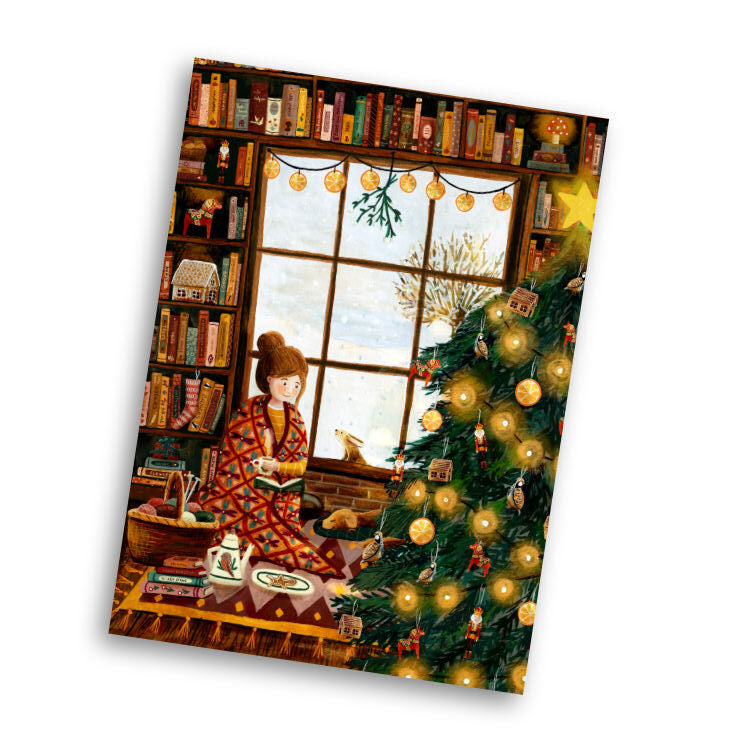 Kerstkaart Tussen de boeken
