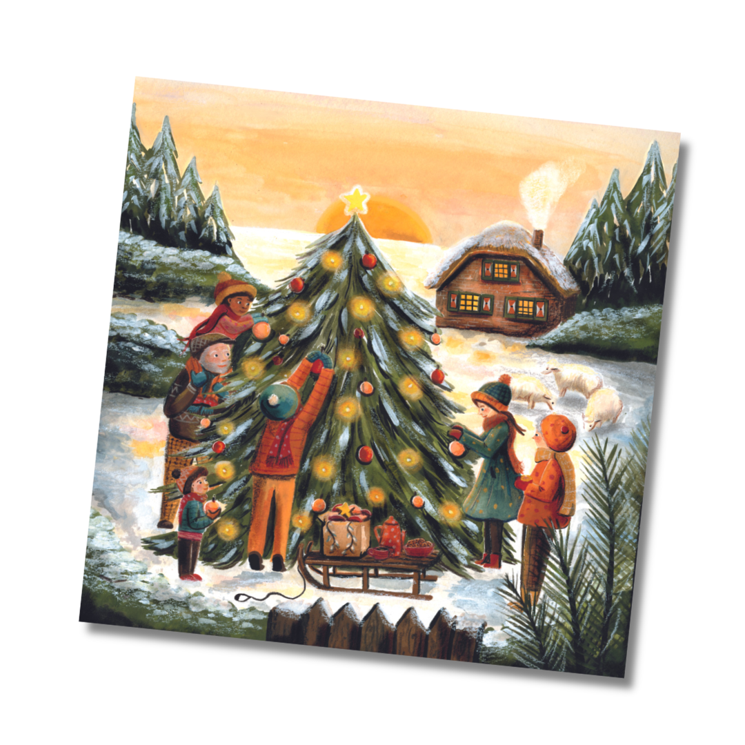 Kerstkaart de grote boom - Christmas card the big tree