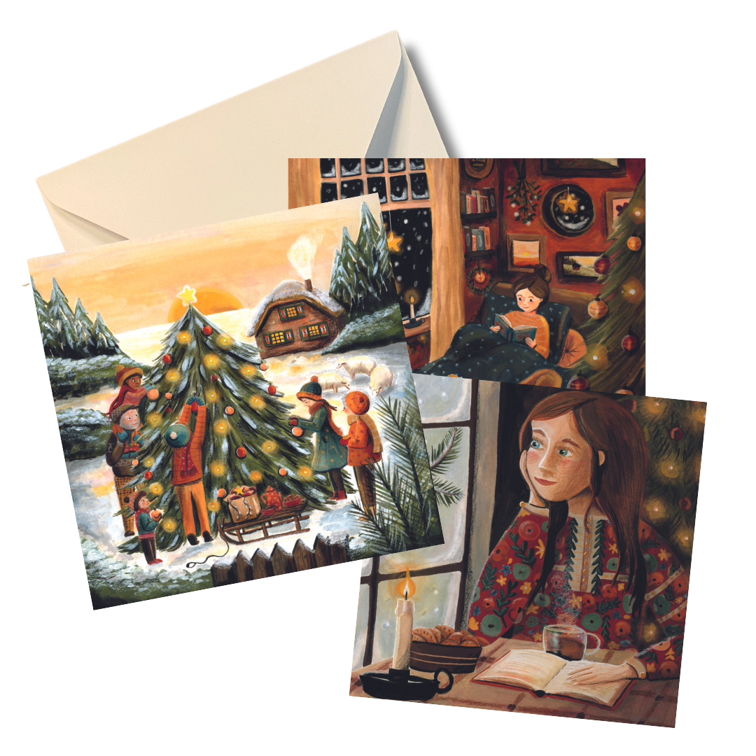 Kerstkaarten set cosy holidays