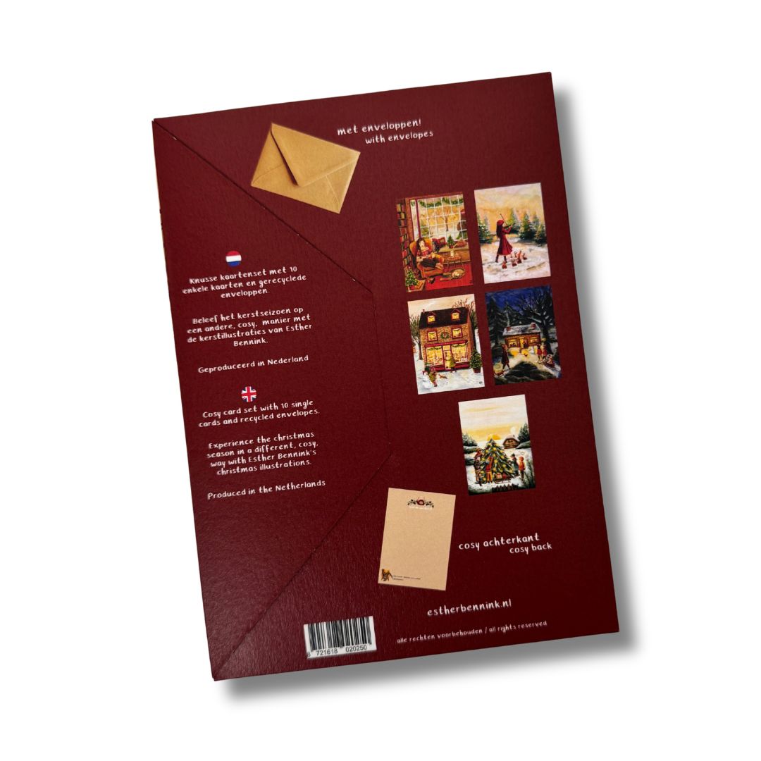 Lot de cartes cosy - Noël - 10 cartes avec enveloppe