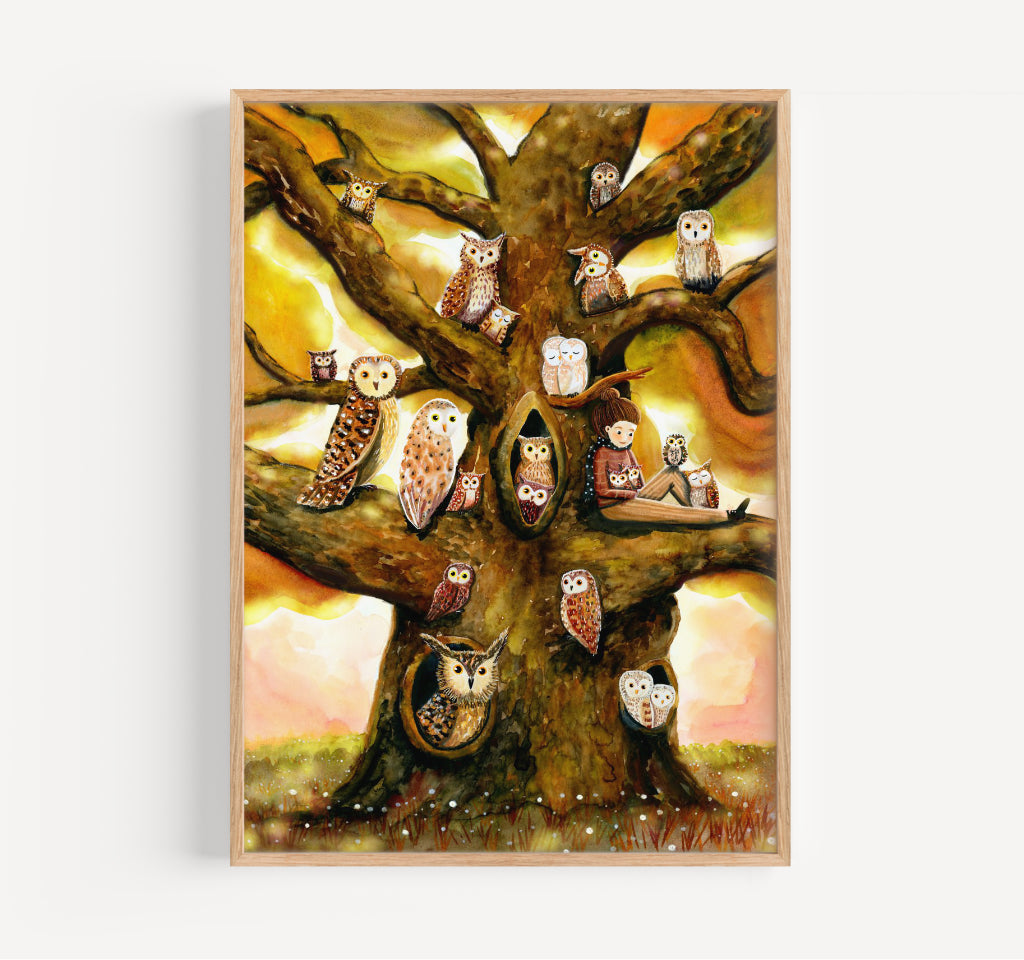 Uilenboom - Owl tree print