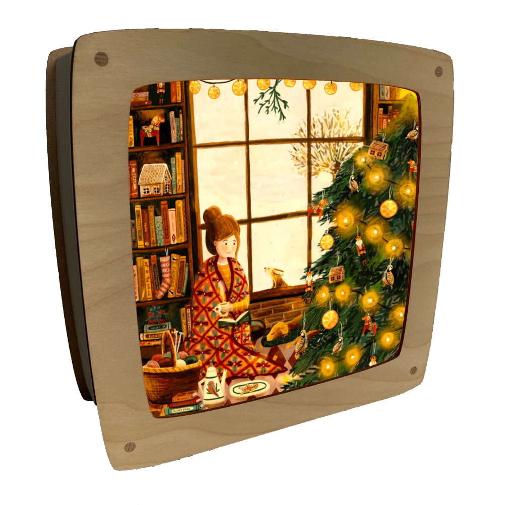 plaat kerst tussen de boeken / sheet Christmas between books
